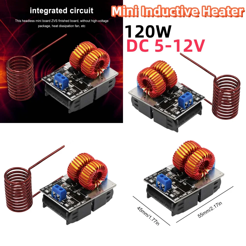 120W Mini Inductive Heater Heating Board DC 5-12VInput Voltage Inductive Heater High Frequency Large Power Flyback Driver Heater