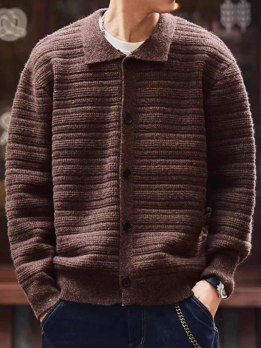 

Loose Fit Men's Knitted Sweater Thiened Retro Sle Casual Coat Open Cardigan Autumn New Arrival Youthful Vitali Sle