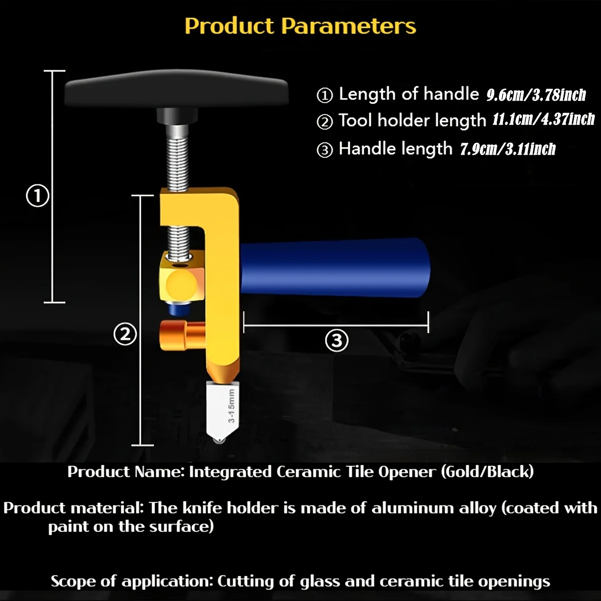 2 in 1 Glass Ceramic Tile Cutter Opener Breaker Pliers Tile Wheel Diamond Roller Cutting Manual Diamond with Knife Hand Tools image 6
