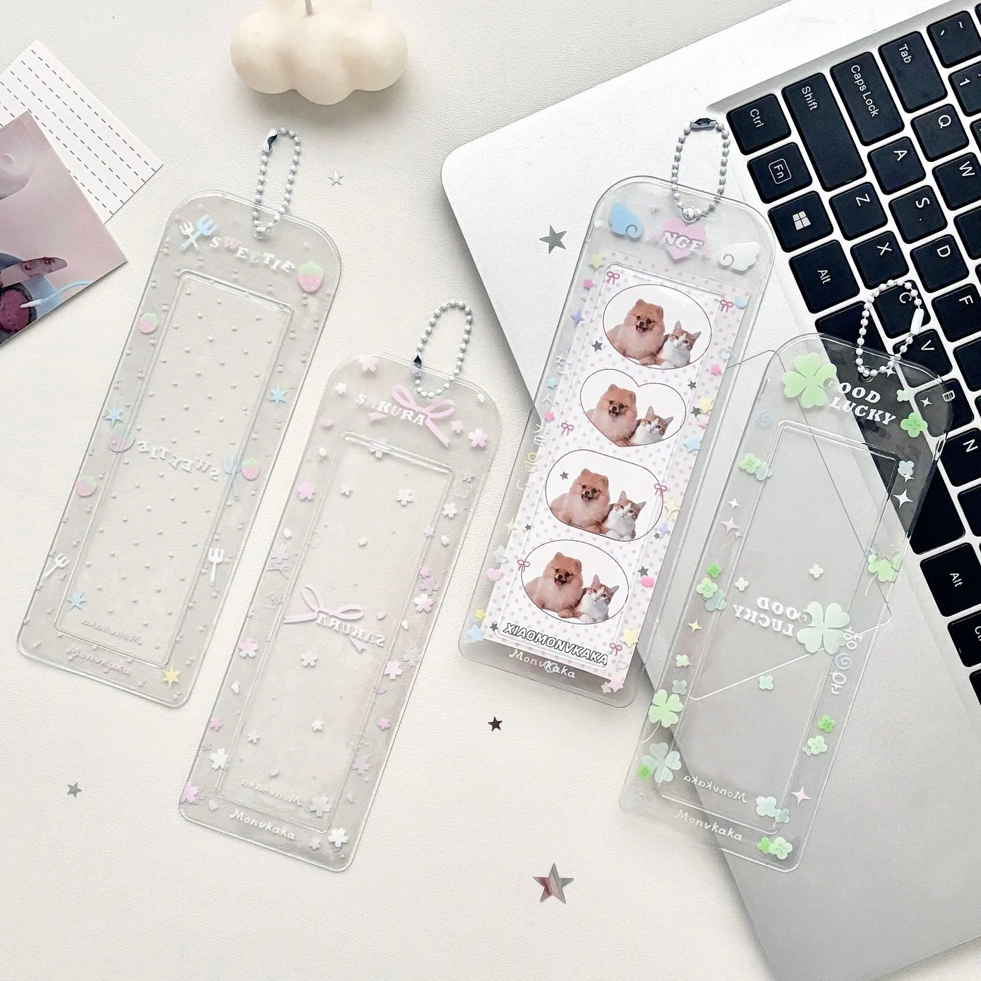Niedlicher Polka-Dot-Kleeblatt Vertikaler Fotokartenhalter K-Pop Idol Karten Glitzer-Etui Life Vierfach-Kartenhülle – Detail 3