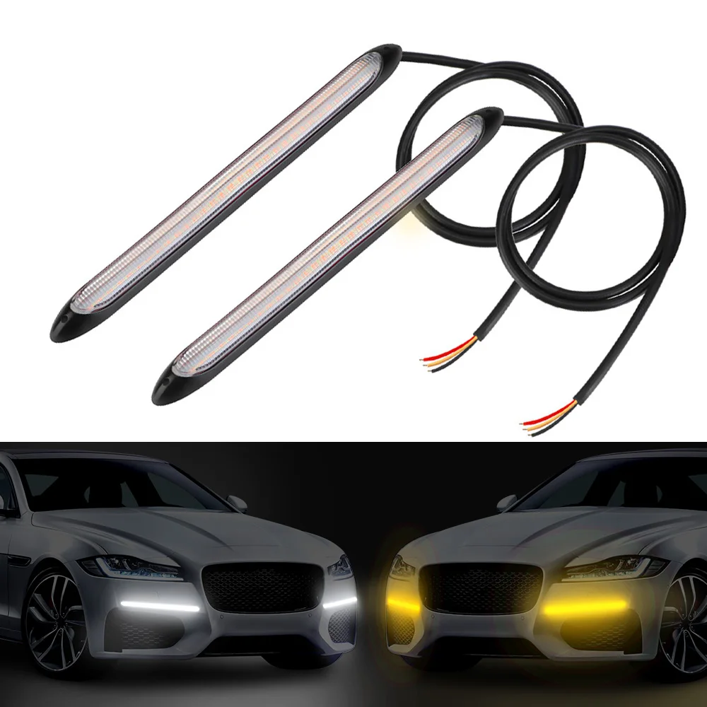 Car DRL Daytime Running Light Car Streamer Flow Day Light 2 Pcs/set Auto Headlight Sequential Strip