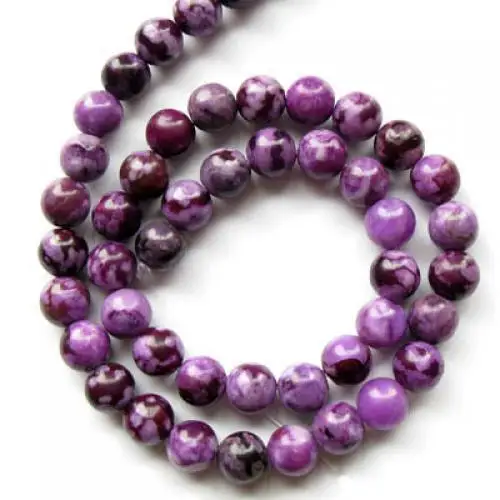 8mm 보라색 차로이트 라운드 보석 스톤 루즈 비즈 15.5" 공예 DIY 쥬얼리 만들기