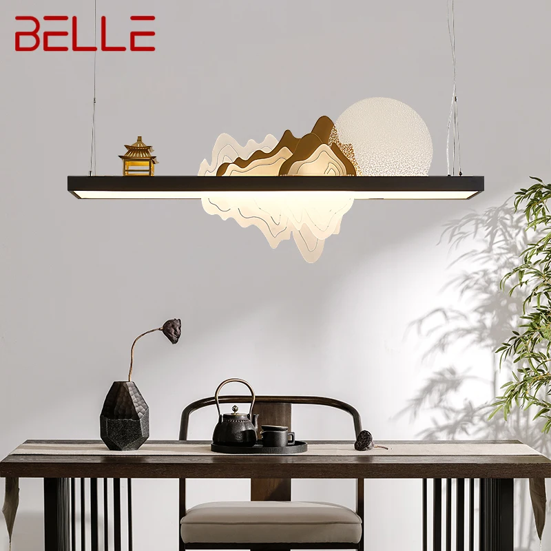 

BELLE Chinese Style Pendant LED Lamp Creative Zen Design Landscape Ceiling Chandelier For Home Tea House Dining Room Decor