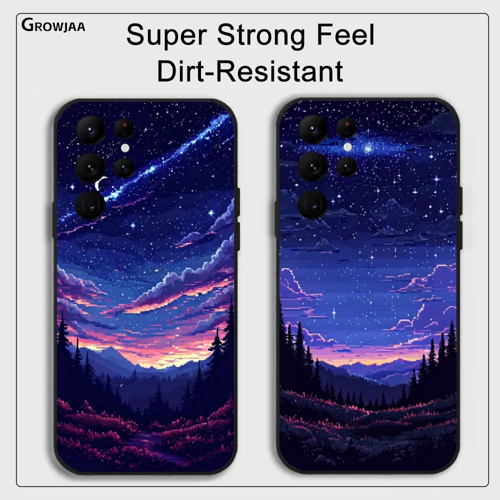 

Pixel Starry Sky Style Phone Case for Samsung Galaxy S24 Ultra S22 S23 Ultra S21 S20 5G Protective Silicone TPU Funda