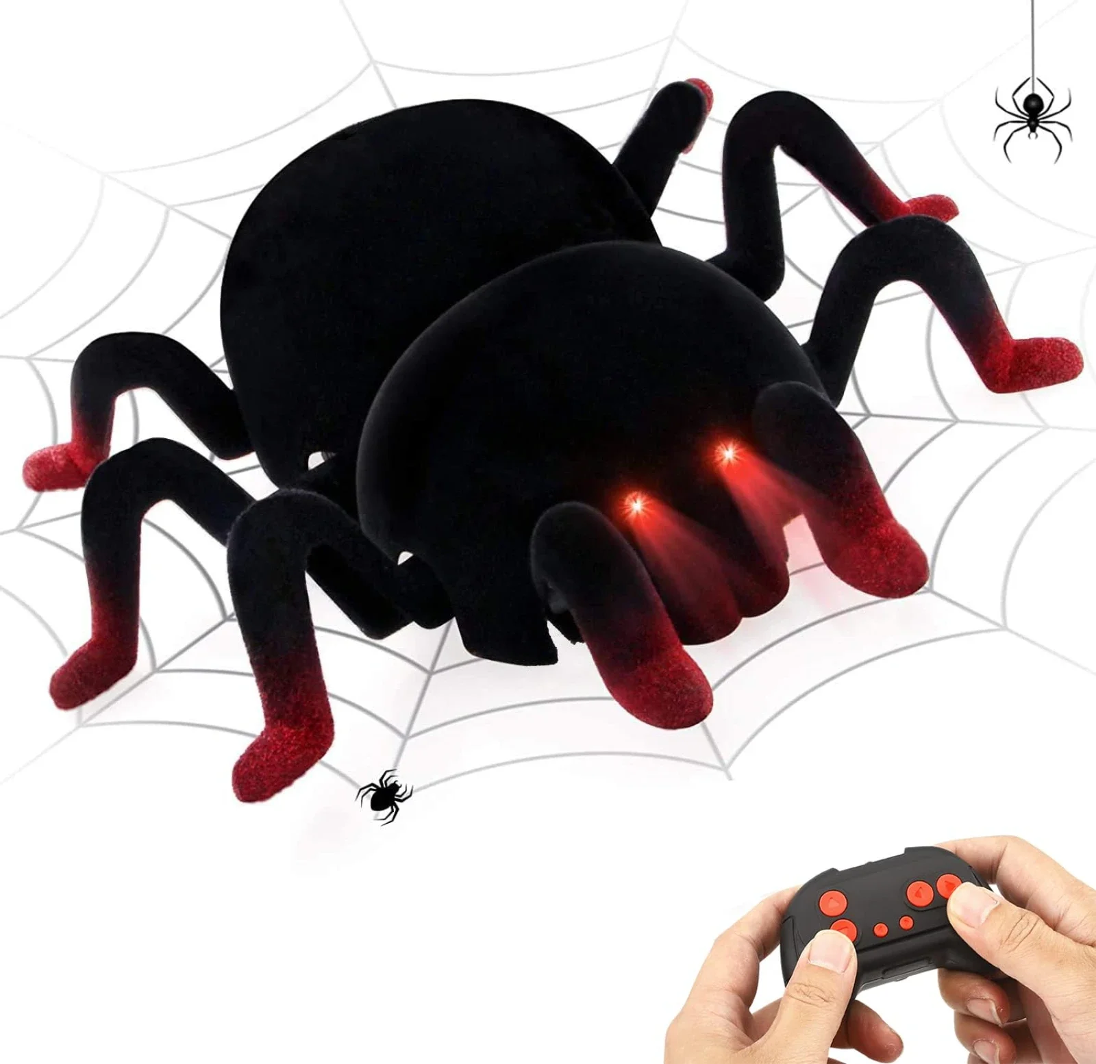 ของเล่นแมงมุมบังคับวิทยุ, แมงมุมไต้หวันปีนกำแพงแบบชาร์จไฟได้พร้อมไฟ, ของเล่นสัตว์บังคับวิทยุสำหรับเด็กและผู้ใหญ่สำหรับเล่นตลกในวันฮาโลวีน