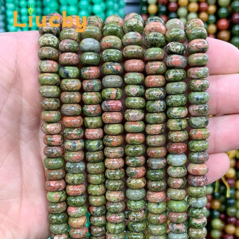 Natural stone Flower green Abacus spacer beads Handmade for Jewelry Making DIY Accessories Charm Bracelet 15