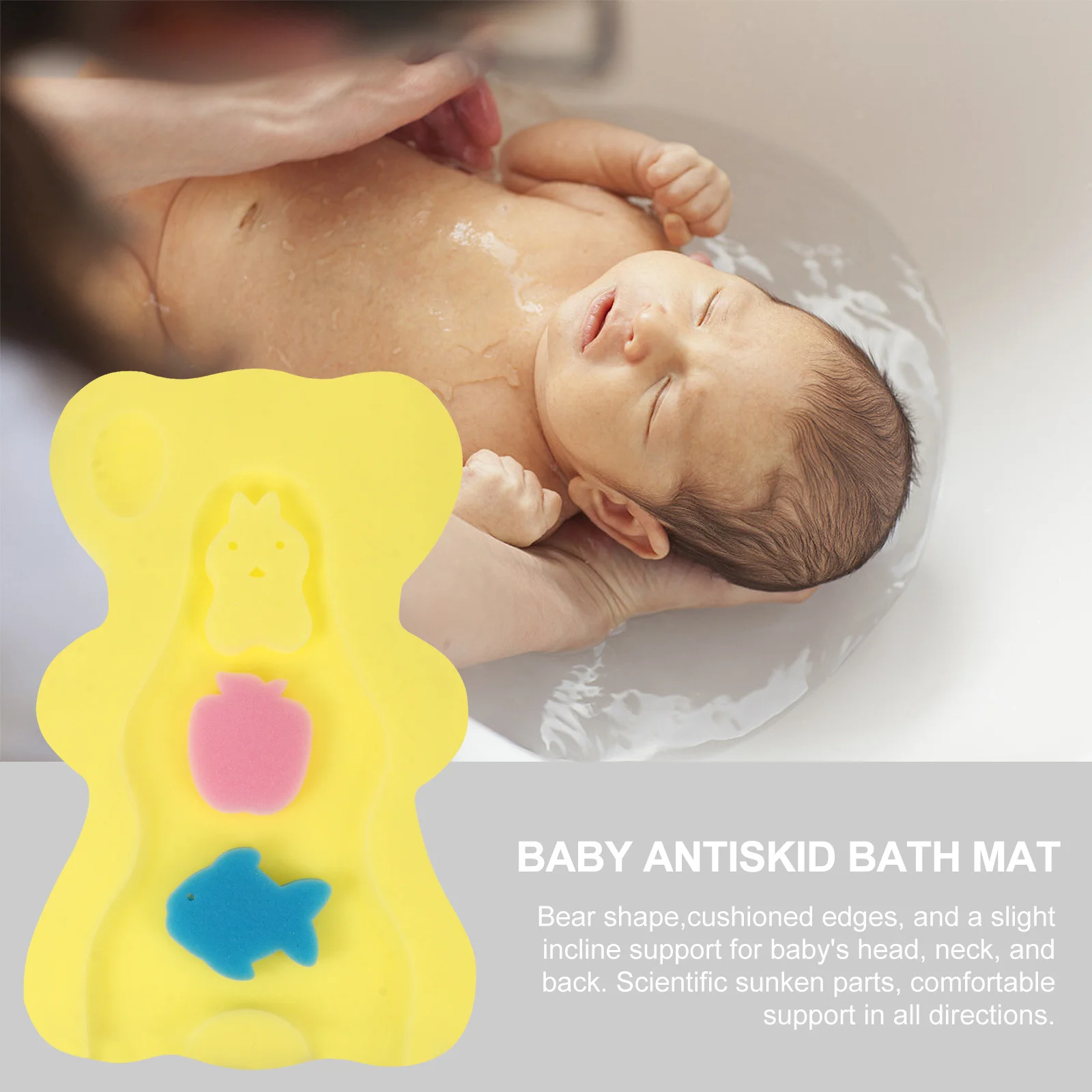

Baby Mat Cushion Thick Baby Bath Sponge Quick Drying Sponge Non-Slip Support For Newborn Bath Tub Sink Shower Gift