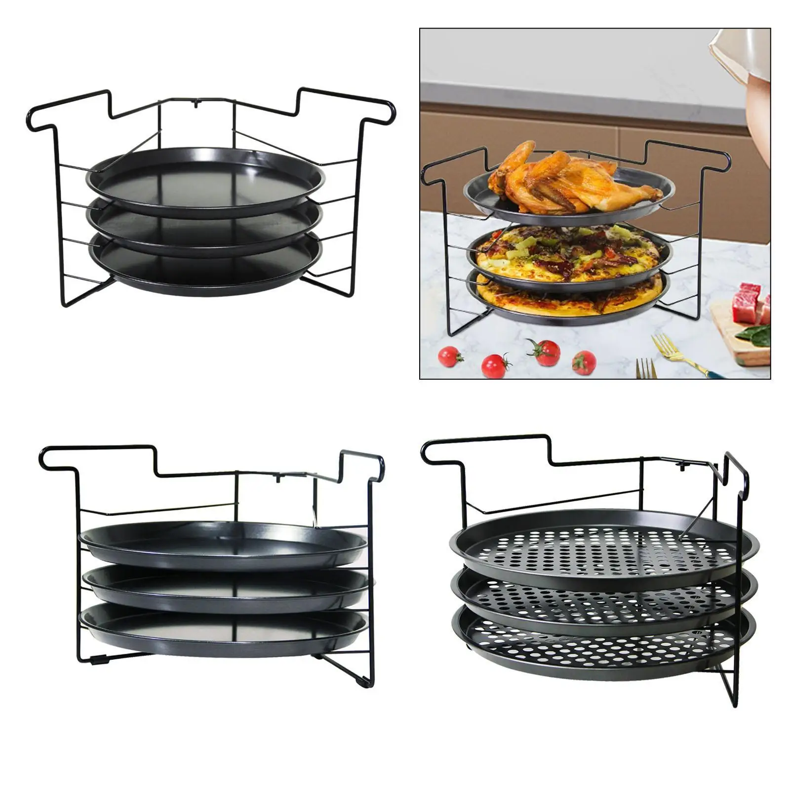 Pizza Pan Rack Portable Table Platter Tray for Pizzerias Picnic Restaurants