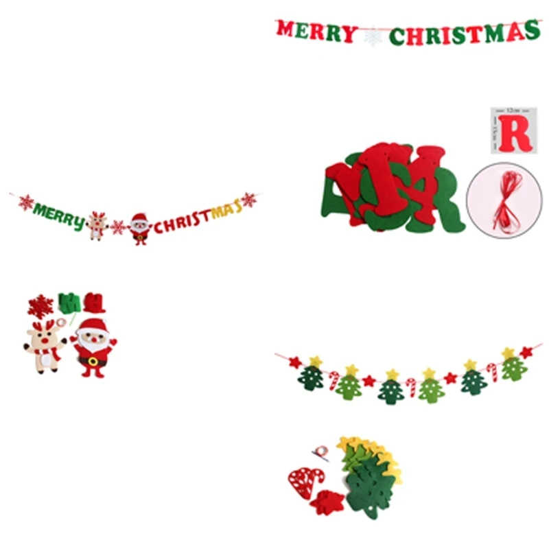 Durable Fabric Christmas Banners Pleased Santa Christmas Garlands Banners for Enhancing Holiday