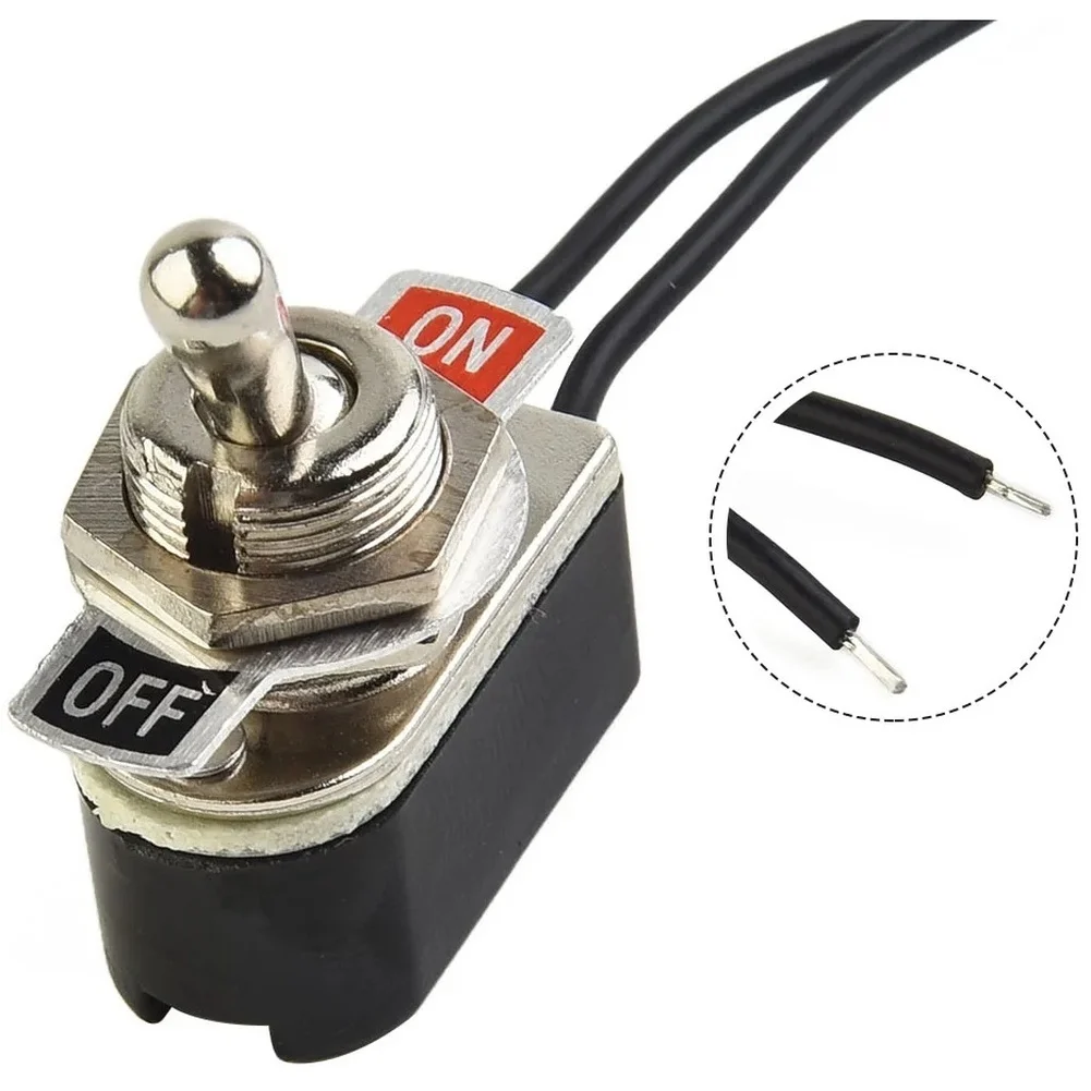 SPST 6A Toggle Switch Rocker SPST Contacts Switch Toggle with Wire Switch 12mm Cutout 1PCS 6A/125V Black+Silver