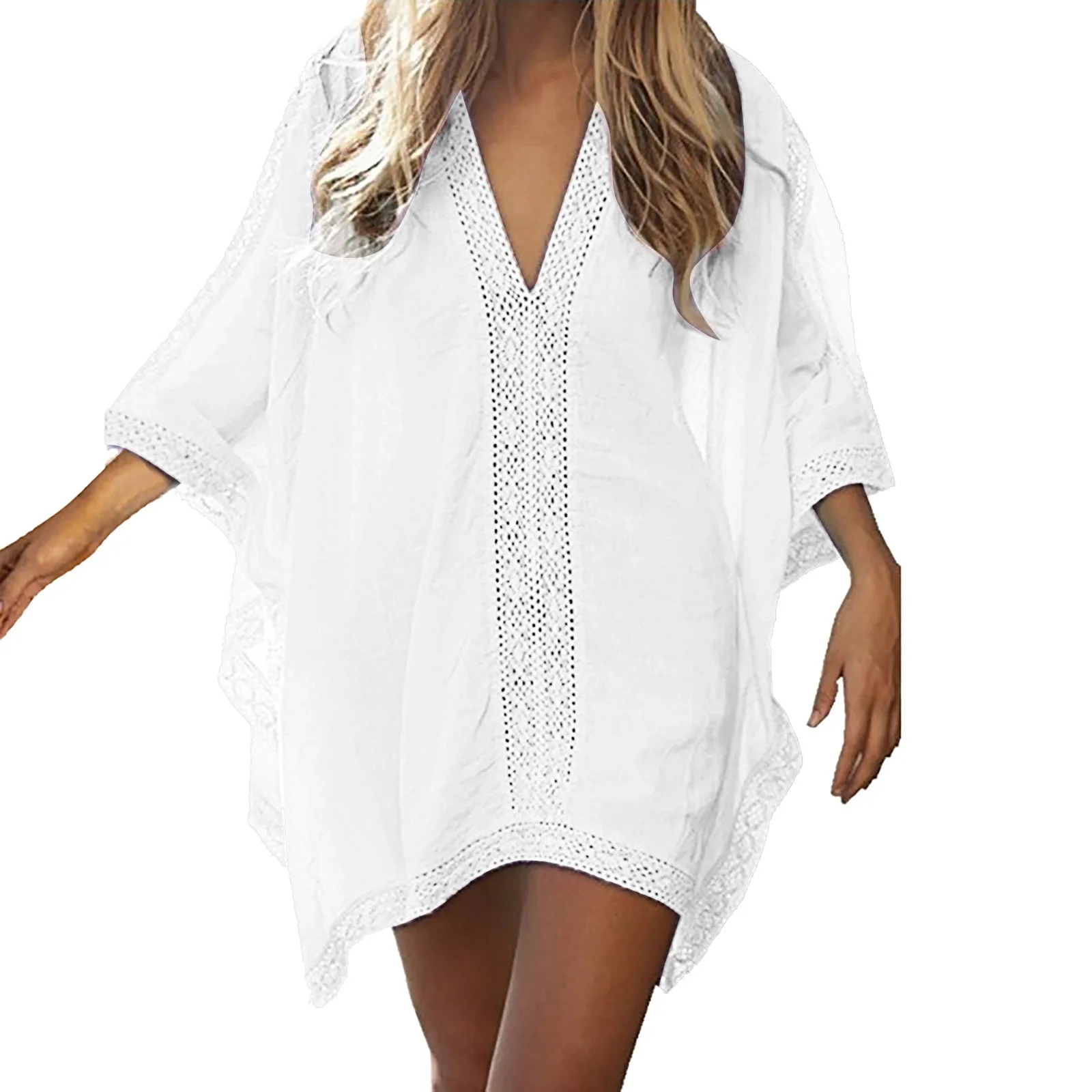 Ladies Summer Patchwork Sun Beachwear Tunic Beach Dress Beach Skirt Large Size Swimsuit Girls Loose Comfy Swimsuit Cover up