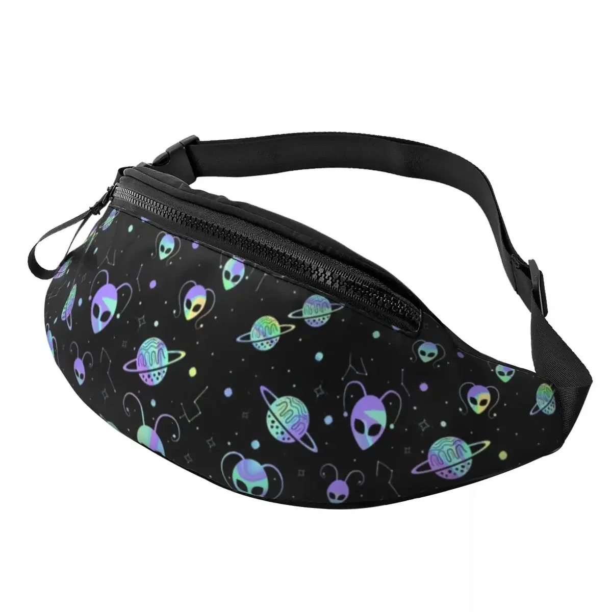 

Universe Planet Stars Aliens Fanny Pack Men Women Casual Cosmos Crossbody Waist Bag for Traveling Phone Money Pouch