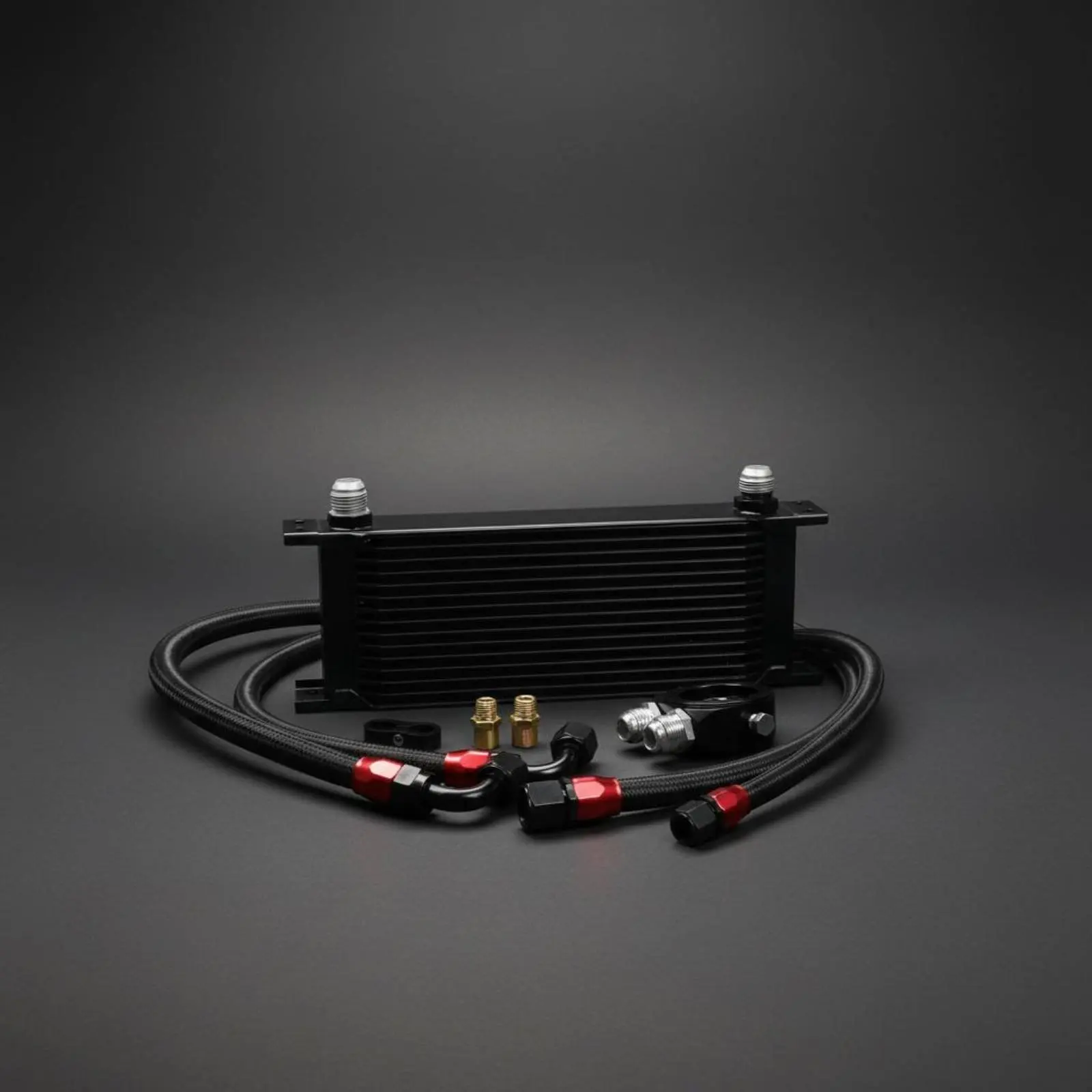 

10 Row Oil Chiller Kit Sturdy Construction AN10 Engine Oil Chiller Automotive Cooling System Powder-Coated and Oxidized