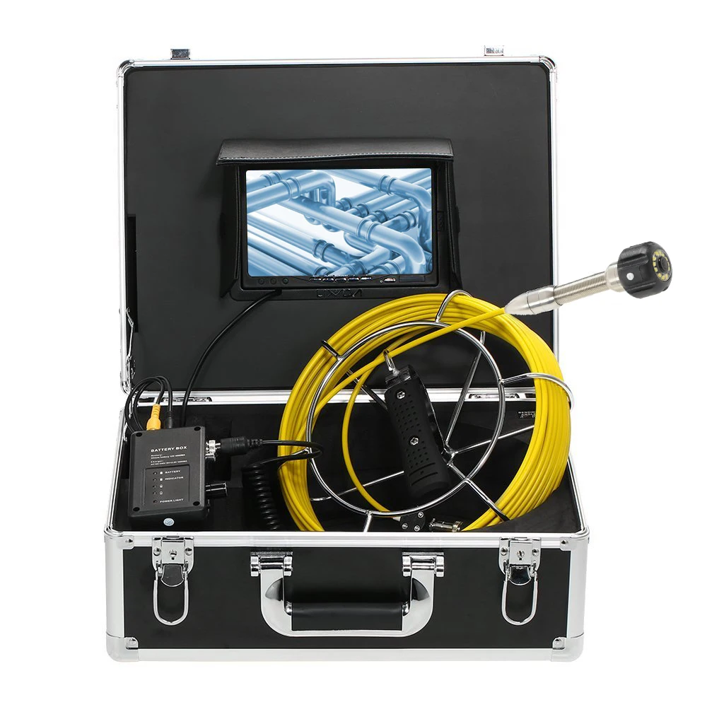 20/30/40/50m Cable 7 inch Monitor Sewer Pipe Inspection Endoscope Video Plumbing Camera 23MM Stainless Steel Camera Head