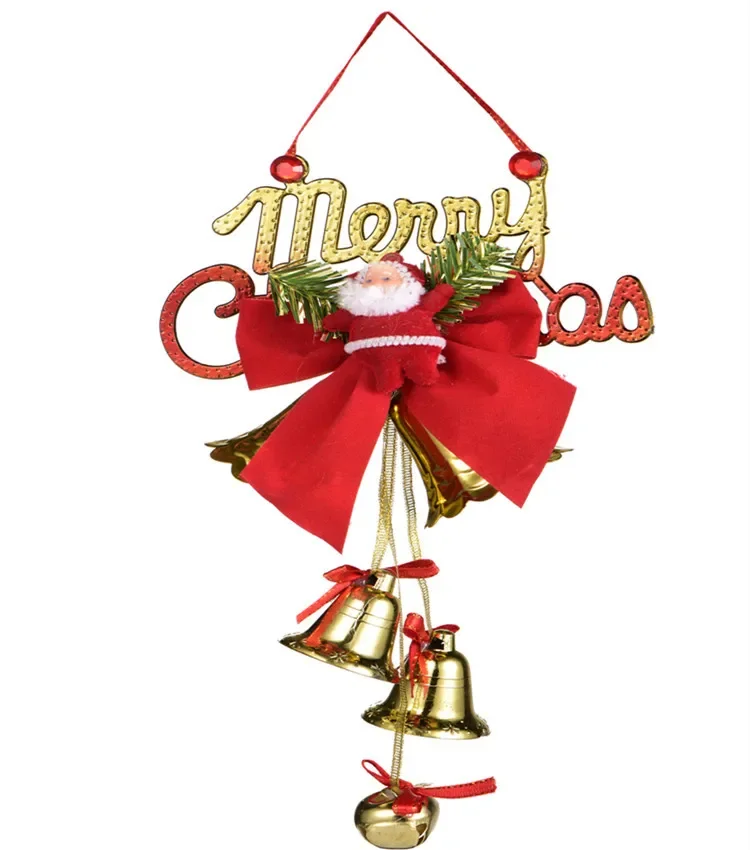 2Pcs/lot Christmas Bells Christmas Tree Decoration Ornaments Santa Claus Bell Pendants Home Window Layout Xmas Gift for Children