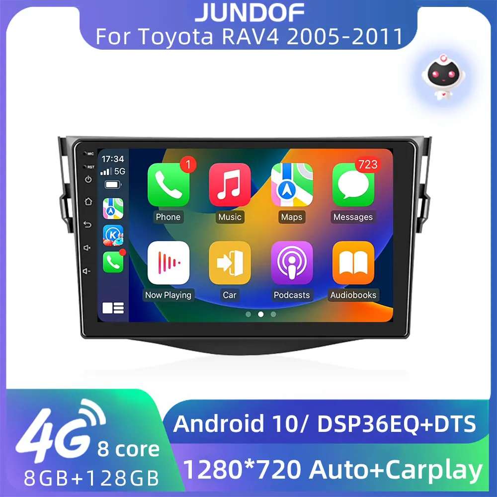 

JUNDOF 9" Android Car Radio For Toyota RAV4 Rav 4 2005-2011 Multimedia Player 2din Carplay DSP Navigation GPS 4G Net WIFI Stereo