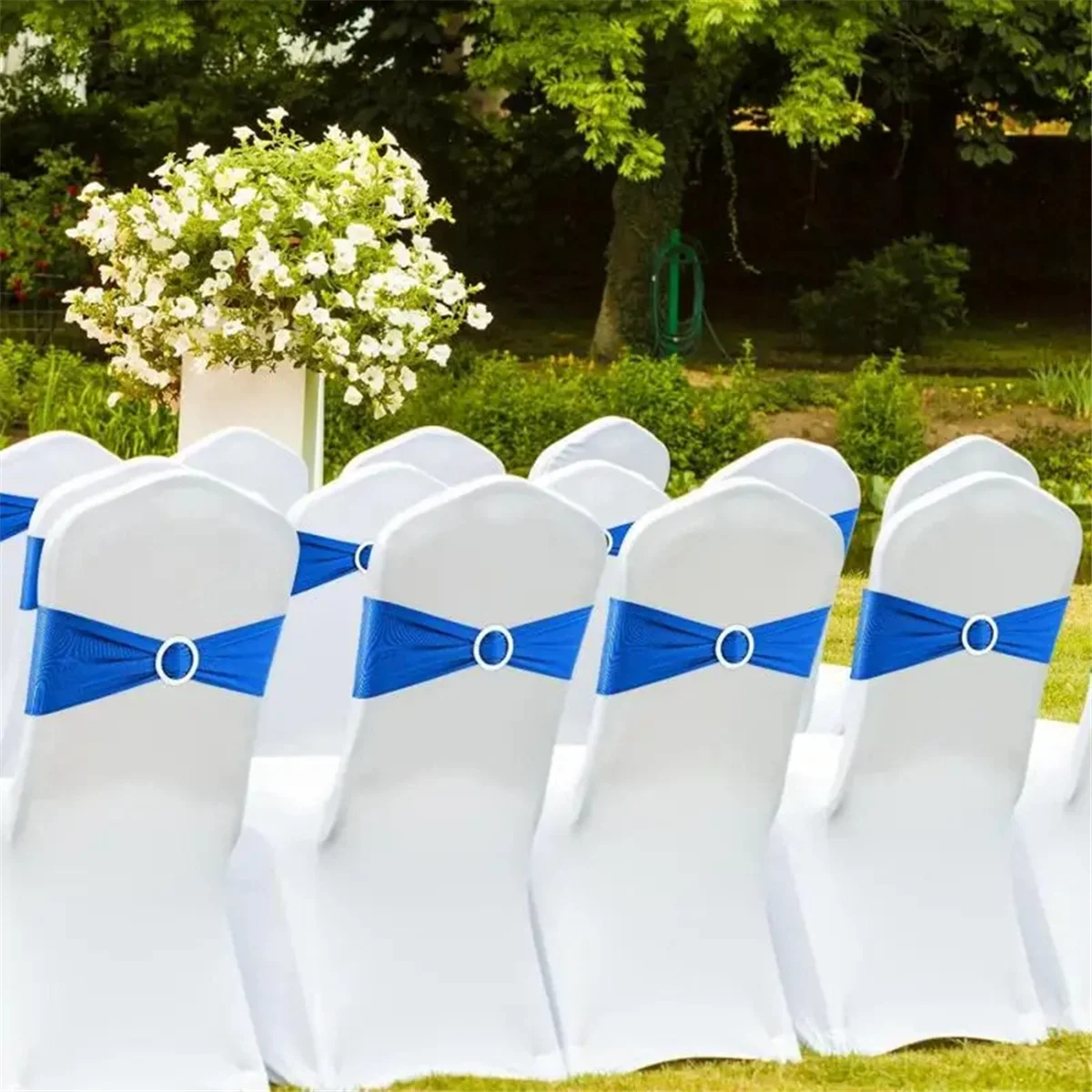 50PCS Elastic Chair Knot Wedding Decoration Buckle Sashes Back Cover Hotel Home Seat Elegant Modern Ribbon Decors,B