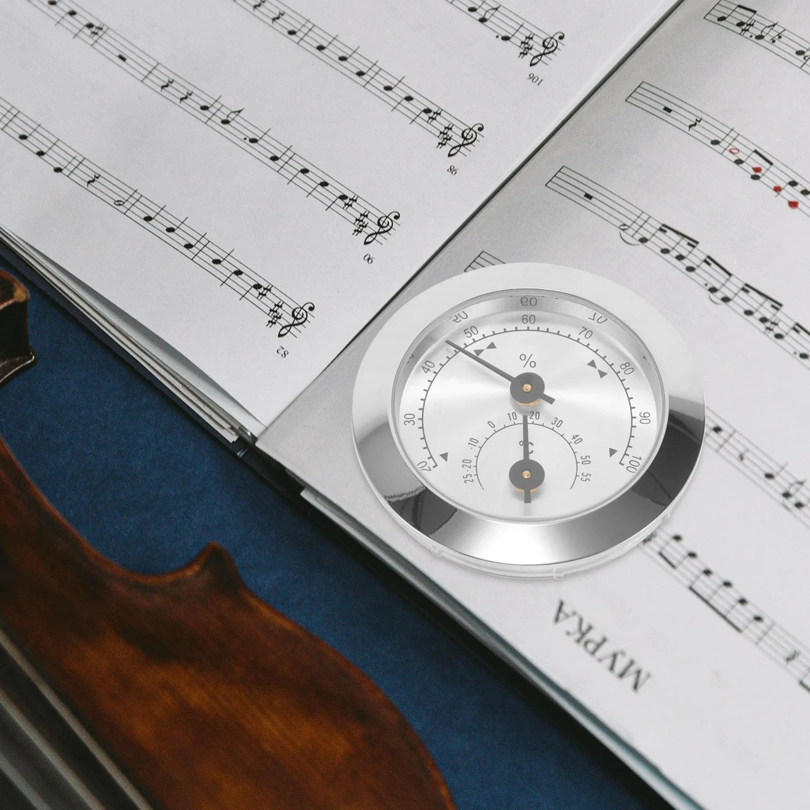 Violin Hygrometer ABS Zinc Alloy Fine Craftsmanship Temperature Humidity Meter Violin Guitar Instrument Care Guitar Hygrometer