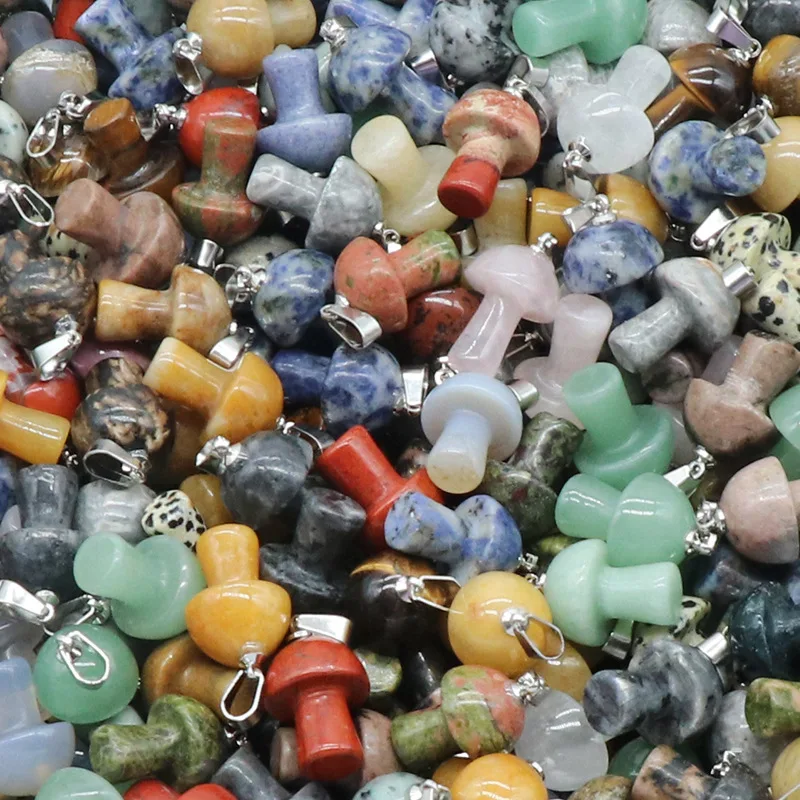 Mushroom for Making Jewelry Necklace Earrings Natural Quartz Crystal Rock Charm Choker Healing Chakra Gemstone Pendants
