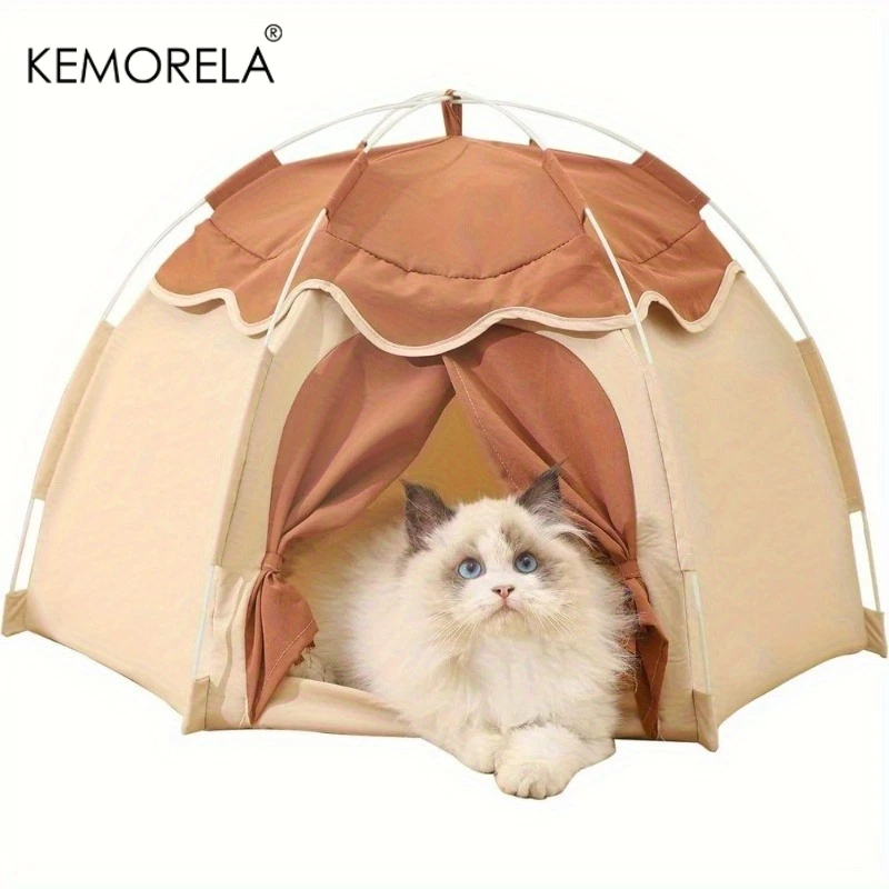 

Kemorela, 1 шт., моющаяся полузакрытая лежанка для кошек, мини-палатка для кошек, простая сборка, подходит для всех сезонов, домик и квартира для кошек