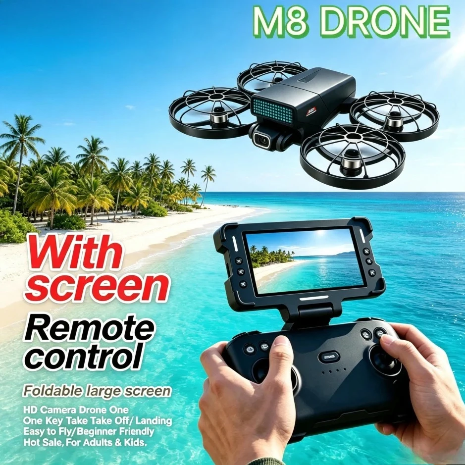 Original M8 Foldable RC Quadcopter With Screen Remote Control 8K HD Dual Camera Brushless Motor 5G WiFi Obstacle Avoidance Drone