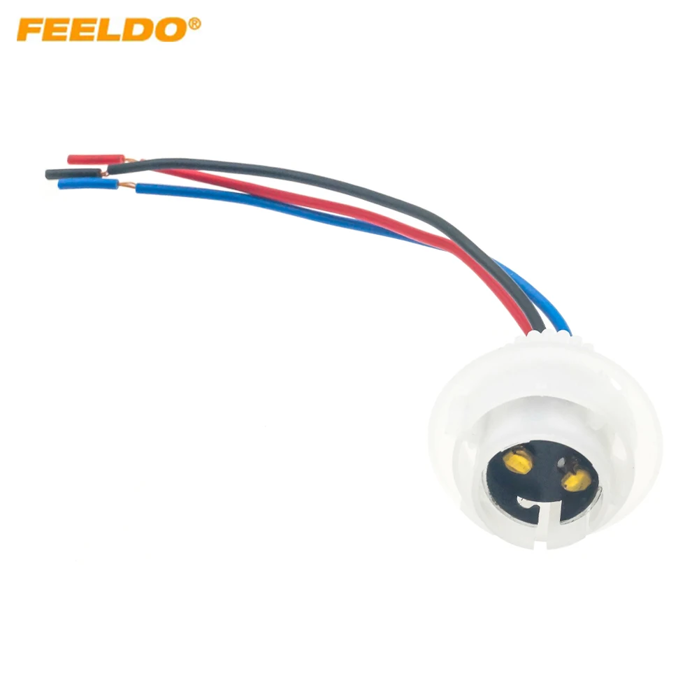 FEELDO Car 1157 BA15D Lamp Bulb Socket Adapter Single Claw Lamp Holder Brake Signal Light Socket Base with Wire