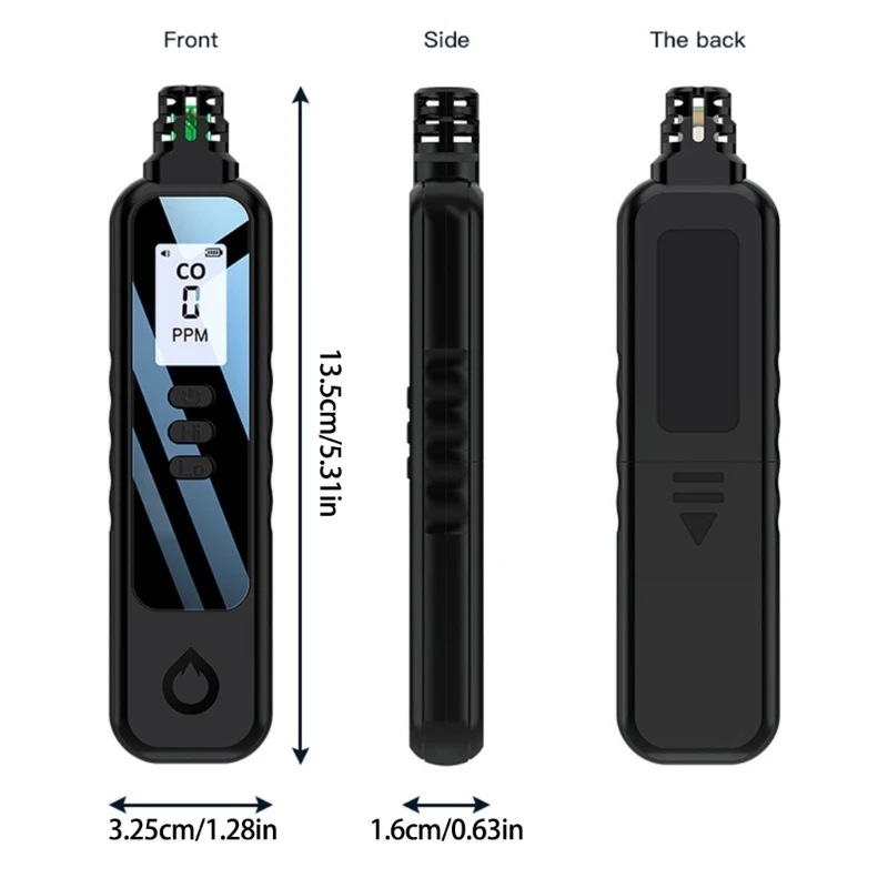 Probador monóxido carbono, rangos detección 0-999PPM, monitoreo seguro, ahorro energía D5QC