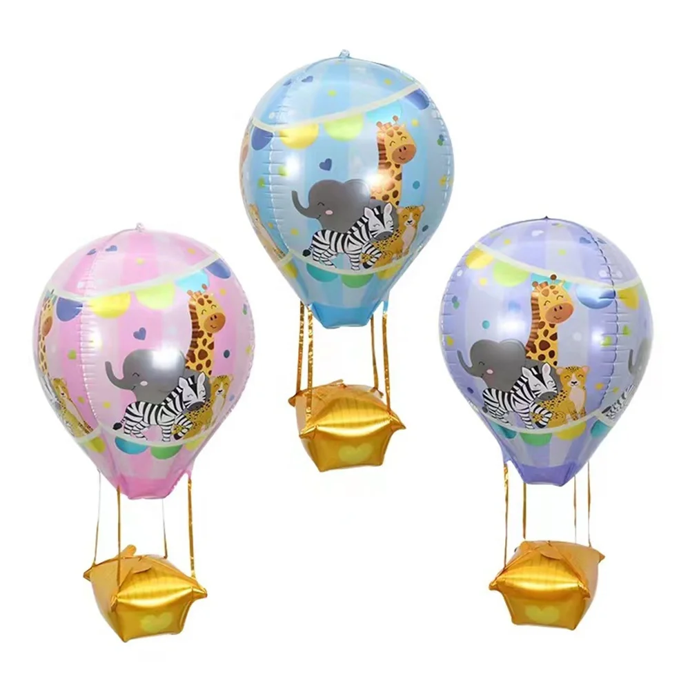 

Cartoon 4D Animal Aluminum Film Hot Air Balloon Children's Birthday Party Decoration Unicorn Giraffe Elephant Zebra Balloon Toys