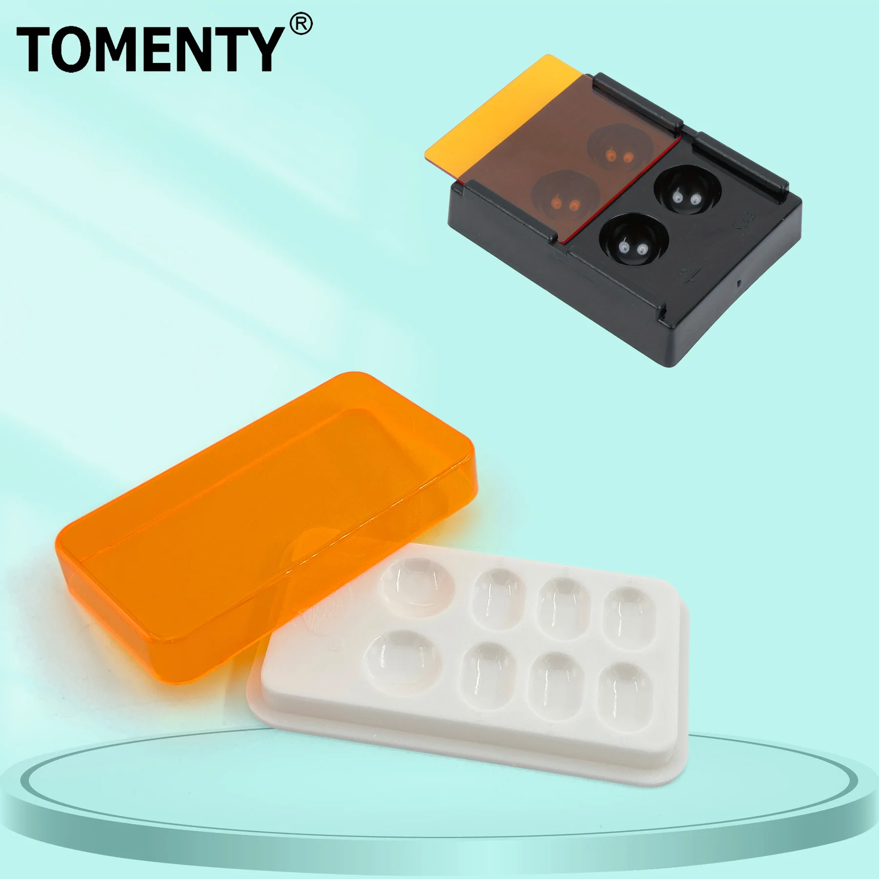 

4/8 Slots Dental Resin Shade Light Storage Box Dental Palette with Cover Dental Veneer Box Mix Hood Case Shading Organizer Tool