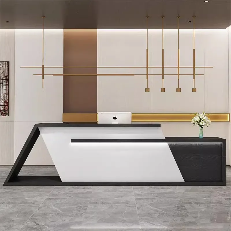 منبر فاخر مكتب مكتب الاستقبال مكتب حديث منصة خشبية تسجيل متجر مكافحة بار التنفيذي Mostrador الأثاث العصري #4