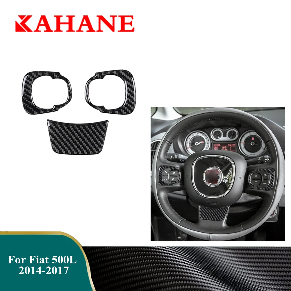 

For Fiat 500L 2014 2015 2016 2017 Steering Wheel Panel Decorative Stickers Car Carbon Fiber Cover Trim Interior Accessories