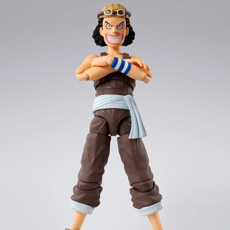 Bandai genuíno shf uma peça usopp-romance dawn-anime figura de ação modelo colecionável brinquedos ornamentos presente crianças criança menina