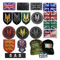 SAS United Kingdom Flag Reflective Embroidery Patch British Army Military Patches Tactical Emblem Appliqued UK Chevron PVC Badge