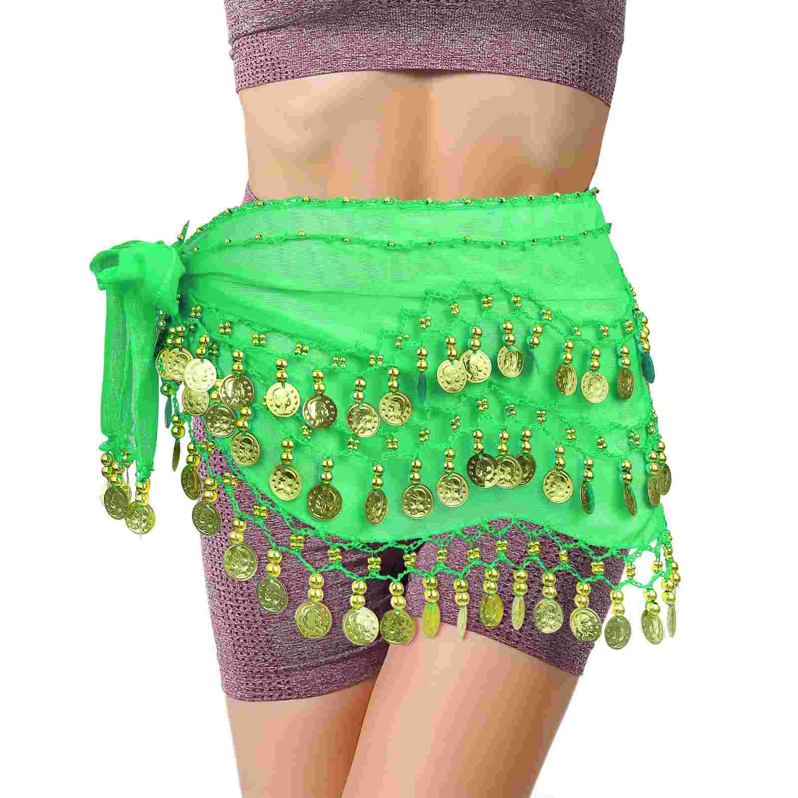 

Sparkly Skirts Women Shirts Dance Hip Neck Scarf for Green Belly Women's Black Dress