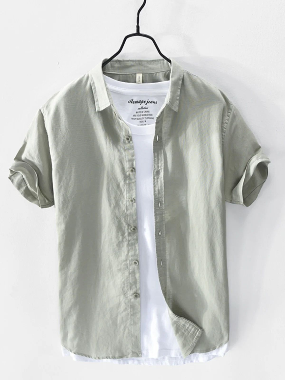 

Loose Fit Linen ort Sve irt Men's Summer Thin Pure Cotton Casual irt Breathable Moisture ng Stand Fit Button up