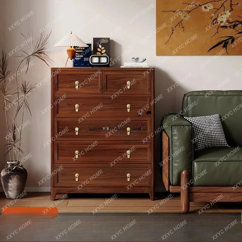 

DVSour branch wood mahogany five-layer cabinet simple living room locker bedroom storage cabinet all solid wood chest cabinet