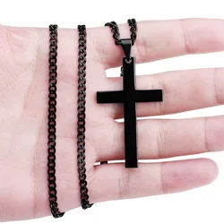 1PC Alloy Cross Pendant Gold/Silver Plated Men Necklace  Stainless Steel Link Chain Fashion Statement Charm Jewelry