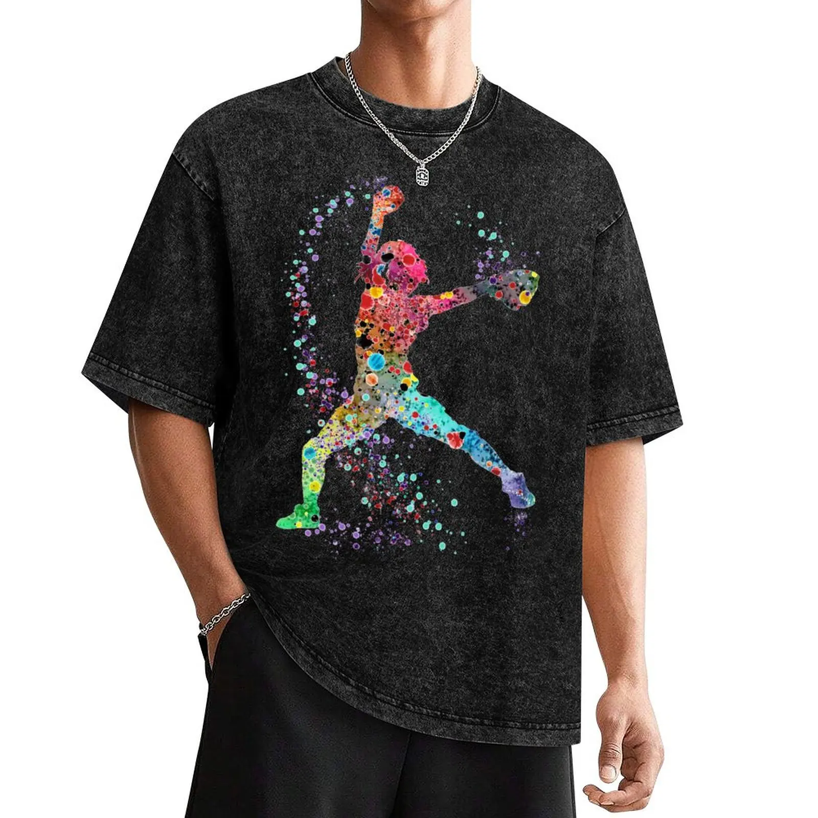 Girl Baseball Softball Pitcher Watercolor Painting Art Print T-Shirt boys animal print summer 2025 anime shirts men