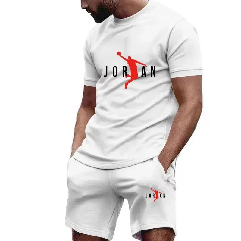 2026 Summer New Men's Leisure Sports Outdoor Breathable Quick-Drying Loose T-Shirt and Short Pants Two-Piece Set