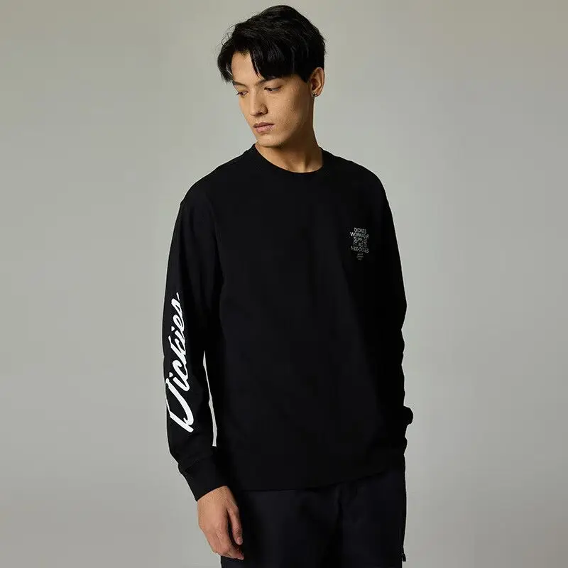 Dickies Letter Print Long Sleeve Tee Relaxed Fit Crew Neck Cotton Casual Top