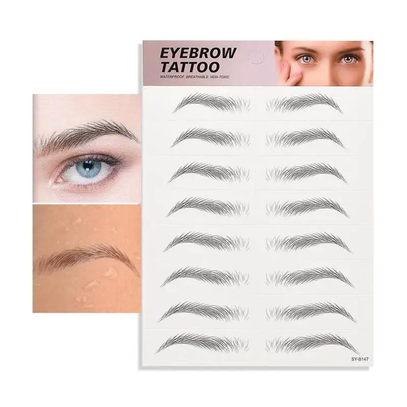 Double 6D Bionic Eyebrow Tattoo Sticker Hair Like Fake Eyebrow Waterproof Lasting Black Brown Eyebrow Sticker Cosmetics