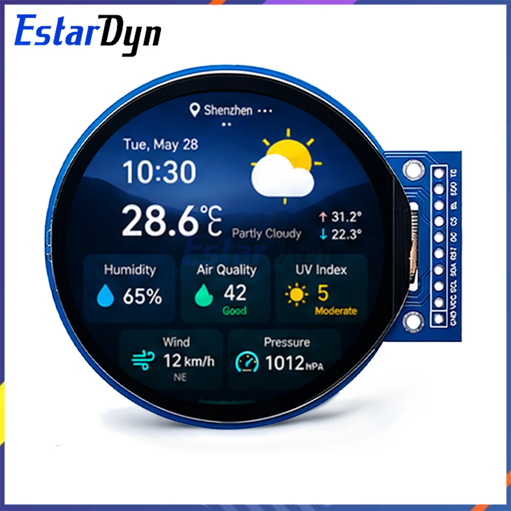 2.1-inch TFT LCD screen GC9B72 small-screen 360x360 display LCD color screen SPI round screen