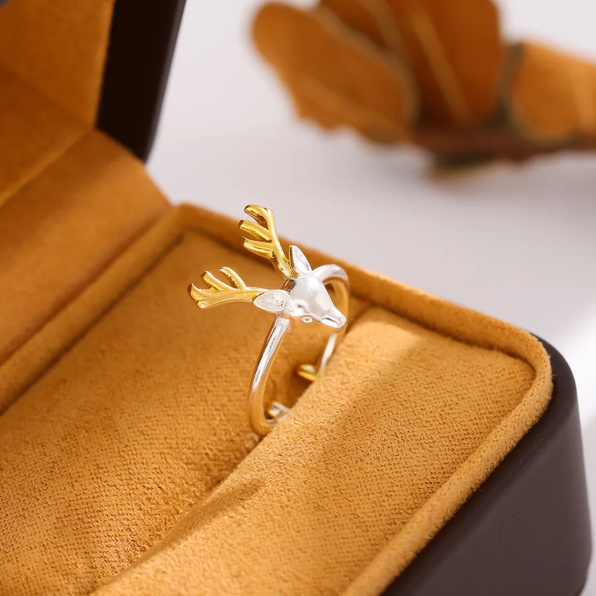 Perhiasan Perak Sterling 925 Model Tanduk Rusa Lucu dan Modis untuk Wanita, Cincin Cantik Model Terbuka R198