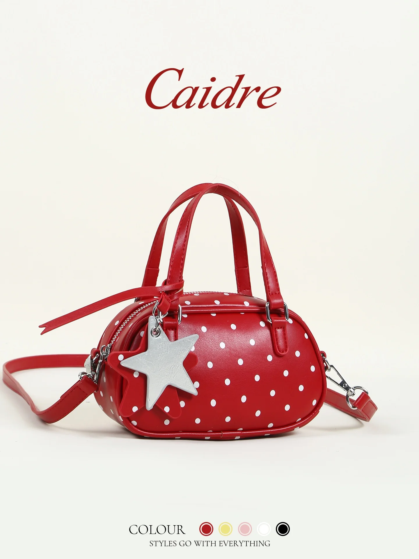 

Red Caidre Handbag Women's Birthday Gift Bowling Bag Single Shoulder Slant Carry Small Lift Bag Soft Handle Korean Style
