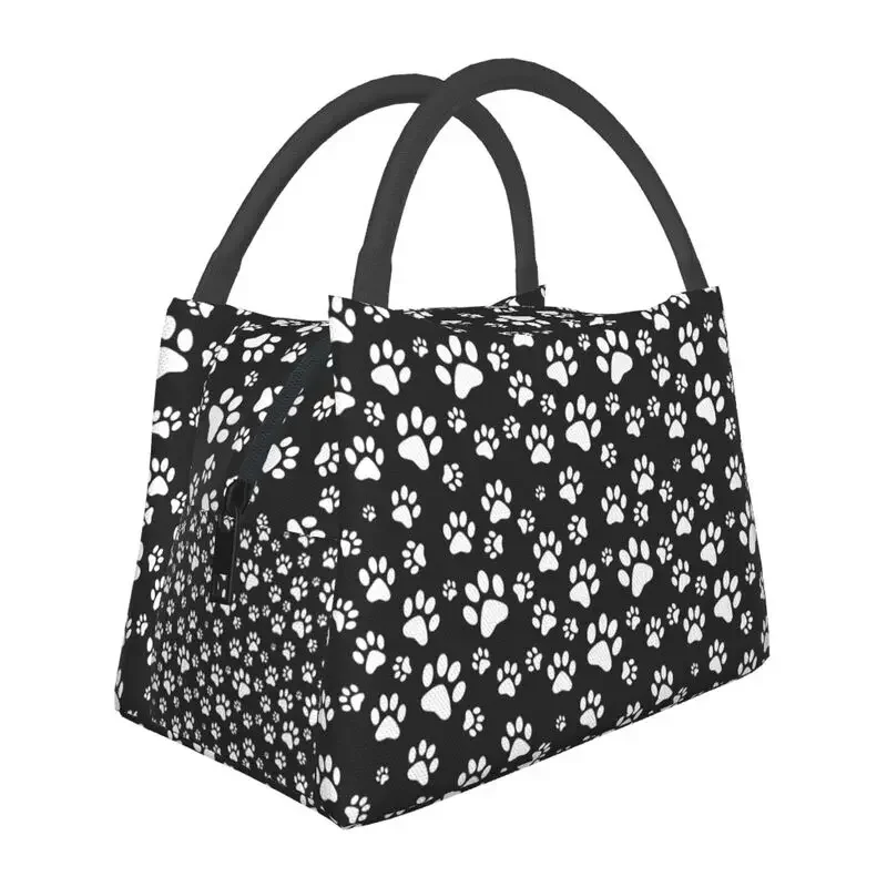 Sac à lunch blanc personnalisé avec patte de chien pour femme, glacière thermique, boîtes isolées pour pique-nique, camping, travail, voyage