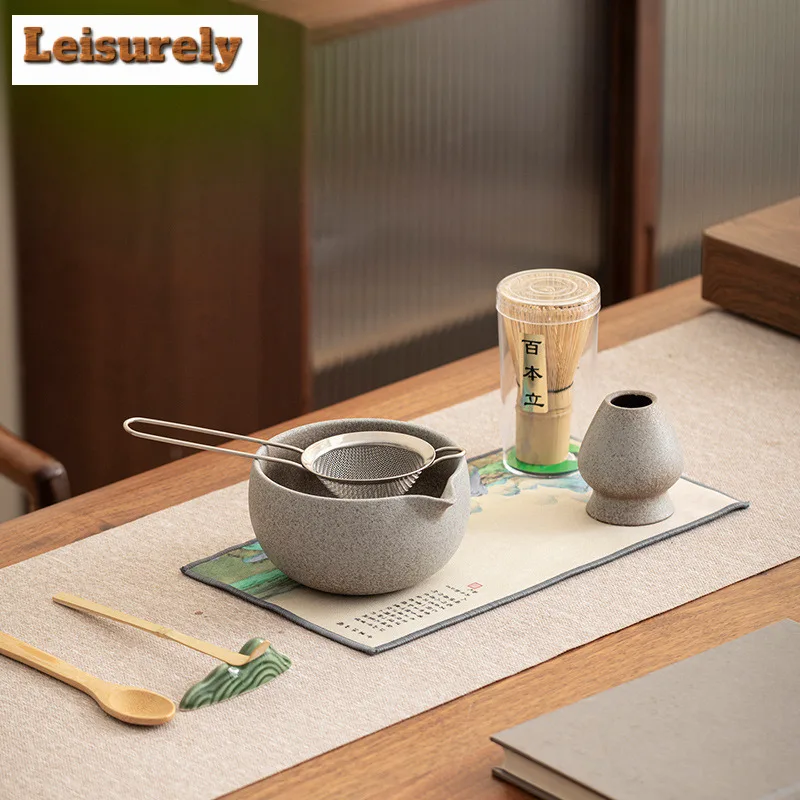 

Керамический набор из восьми предметов матча, инструменты для чайной церемонии династии Сун, чаша для венчика, подставка для сто книг, аксессуары для фильтров, чайная церемония