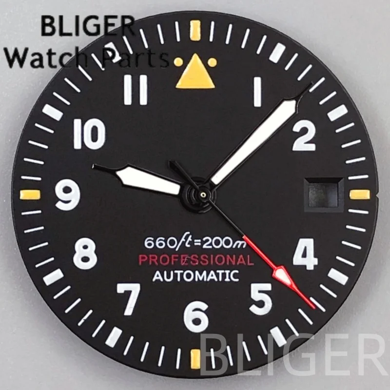 BLIGER 29 мм NH34 NH35 NH36 ETA2824 PT5000 Черный Белый Зеленый Синий Стерильные Пилотные Часы Циферблат Стрелки Светящиеся Часы Мод Аксессуары