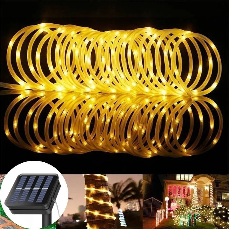 200/100/50LED Solar Rope Strip Light Outdoor Fairy Light Strings decorazioni natalizie per Garden Lawn Tree Yard Fence Pathway