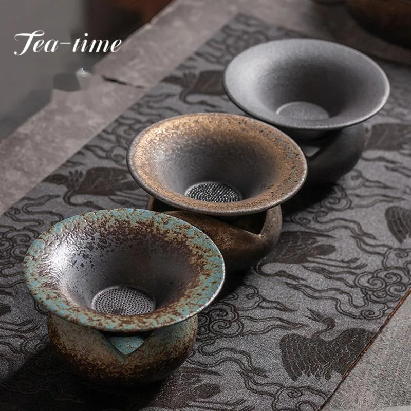 Coarse Pottery Ceramic Tea Infusor Antique Tea Leak Holder Mug Tea Strainer Tea Strainer Tea Soaking Tea Filter Tea Accessories