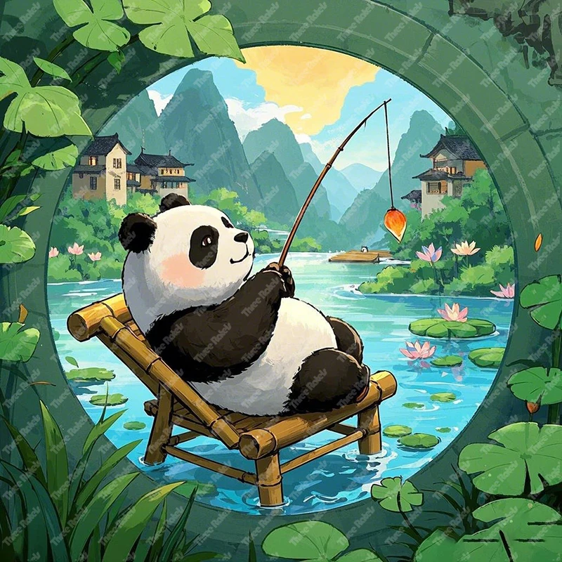 Three Ratels QHH127 Leisure Panda Hero Cartoon Wall Stickers for Children's Bedroom Decoration